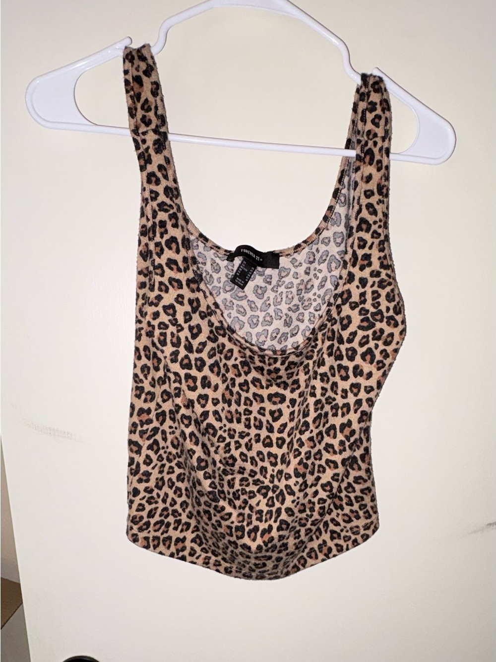 Forever 21 Leopard Print Tank Top - Beige & Black